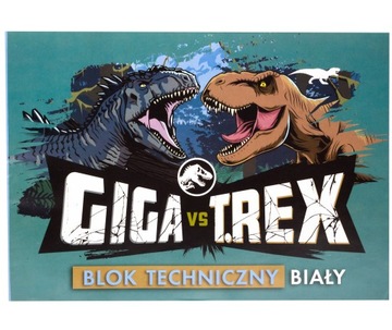 BLOK TECHNICZNY BIAŁY FORMAT A4 10 KARTEK DINOZAUR