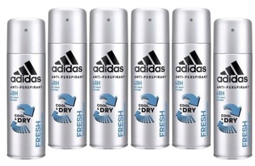 6 x ADIDAS COOL & DRY FRESH DEZODORANT SPRAY MĘSKI ANTY PERSPIRANT 150 ML