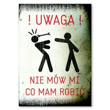 OZDOBA PLAKAT BLACHA METAL OBRAZ NAPIS PRL UWAGA
