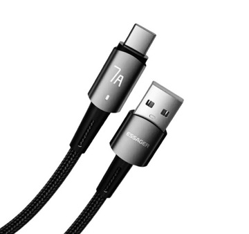 ESSAGER szybki kabel USB A do C 2 metry 7A ,100W 2 m. CZARNY
