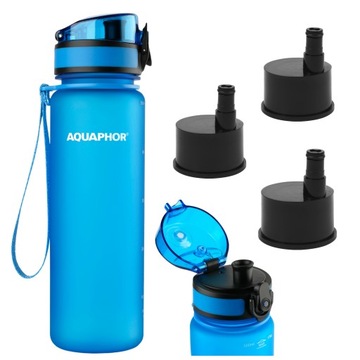 Butelka z filtrem Aquaphor City Niebieska Bidon 0,5L Filtr Węglowy 3 Wkłady