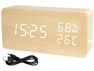 ZEGAR ELEKTRONICZNY LED STOJĄCY BUDZIK LUSTRO USB