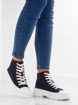 ТЕМНО-СИНИЕ ВЫСОКИЕ КРОССОВКИ PALLADI PLATFORM 38