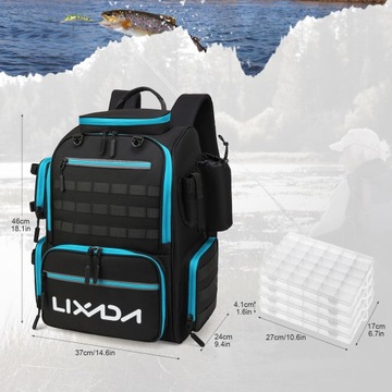 Водонепроницаемый рюкзак для рыбалки ПРЕМИУМ-СУМКА ДЛЯ РЫБЫ С 4 КОРОБКАМИ LIXADA