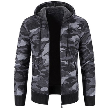 Men Winter Thick Fleece Camouflage Sweater Hooded