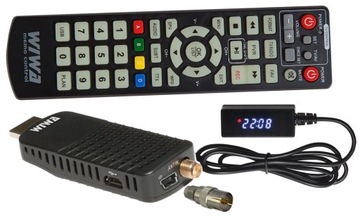 DEKODER DVB-T2 WIWA H.265 MINI LED, tv naziemna, stick do HDMI
