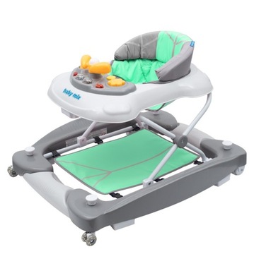 BABY MIX CHODZIK Z HUŚTAWKĄ I SILIKONOWYMI KÓŁKAMI MINT ZIELONY