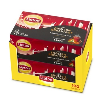 Zestaw Lipton herbata czarna ekspresowa ENGLISH BREAKFAST 2x50 torebek