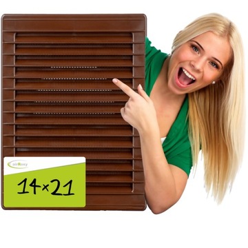 Kratka wentylacyjna 140x210 z siatką brąz