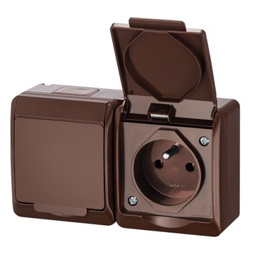 Hermes Gniazdo podwójne IP44 brązowe 0322-06