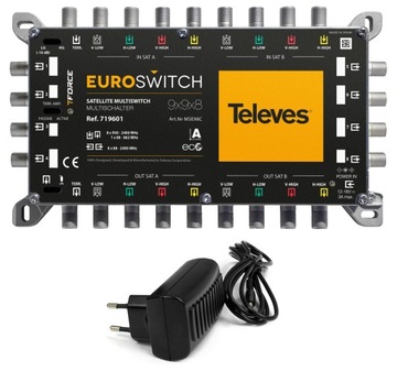 MultiSwitch 9/ 8 Televes Euroswitch + Zasilacz 12V