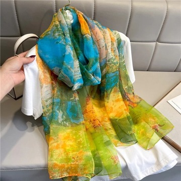 Summer Long Silk Satin Scarf Shawl Wraps Female