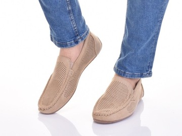 МУЖСКИЕ ЭЛЕГАНТНЫЕ ПОВСЕДНЕВНЫЕ СЛИПОНЫ, ПЕРФОРИРОВАННЫЕ БЕЖЕВЫЕ