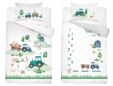 POŚCIEL DO ŁÓŻECZKA 100x135 FARMA TRAKTOR 4294B