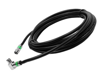 Gotowy kabel antenowy Wtyk TV kątowy i Gniazdo Antenowe 13m czarny PREMIUM