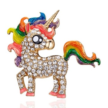 Kolorowa broszka z koniem dla kobiet Rhinestone Cyrkon