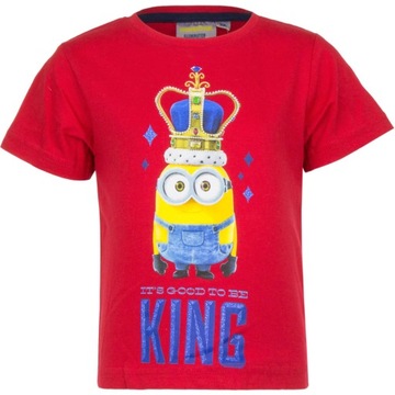 NOWA Bluzka KRÓTKI licencja MINIONKI*3 - 98*red