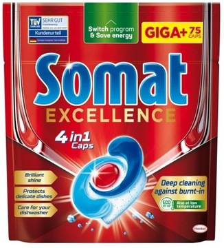 KAPSUŁKI DO ZMYWARKI SOMAT EXCELLENCE 4W1 75 SZTUK GIGA CZYSZCZĄCE