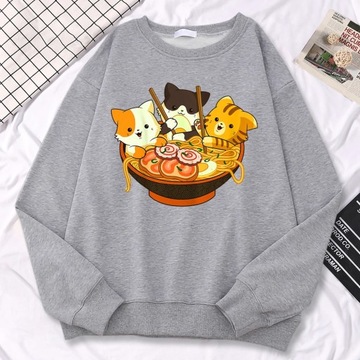 Simple Kawaii Sweatshirt For Women Anime Cats Eati