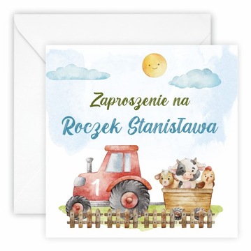 ZAPROSZENIA NA ROCZEK + IMIĘ + KOPERTA EKO traktor