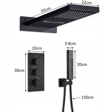 Душевой набор Скрытый душ Золотой термостат Rain Shower BOX Ari