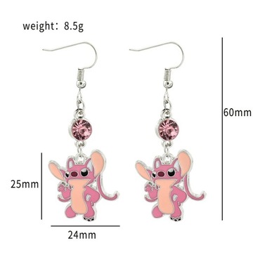 Cartoon Anime Lilo & Stitch Earrings Kawaii Angel Stitch Crystal Pendant En
