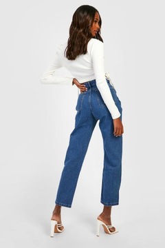 BOOHOO JEANSY SPODNIE JEANSOWE DAMSKIE Z WYSOKIM STANEM MOM JEANS 44