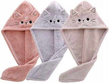 3 Szt Ręcznik do włosów z mikrofibry Cat