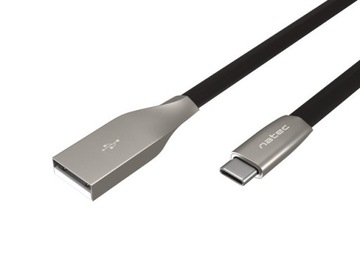 KABEL Natec USB-C 1M OPLOT SREBRNY Metal QC3.0
