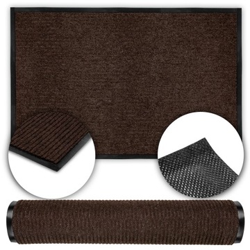 MOCNA WYCIERACZKA POD DRZWI 120x80 ZEWNĘTRZNA WEWNĘTRZNA GUMOWA BRĄZOWA