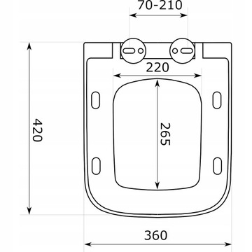 СИДЕНЬЕ ДЛЯ УНИТАЗА МЕДЛЕННО ЗАКРЫВАЮЩЕЕСЯ, БЕЛОЕ 36x42, ПРЯМОУГОЛЬНОЕ