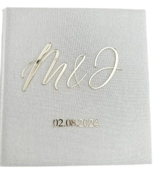 Классическая гостевая книга для фотографий, свадебного банкета, золотые инициалы, 30 карточек.