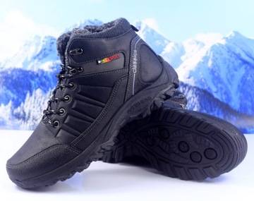 Buty zimowe ocieplane męskie młodzieżowe śniegowce solidne obuwie trzewiki