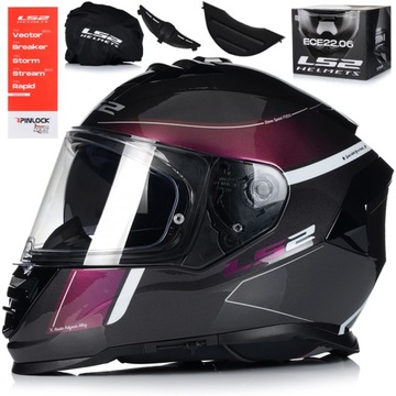 KASK MOTOCYKLOWY LS2 FF800 STORM II VELVET + PINLOCK + BLENDA ECER 22.06