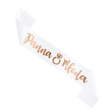 Szarfa na Wieczór Panieński Panna Młoda biała różowe złoto 160cm 1 sztuka