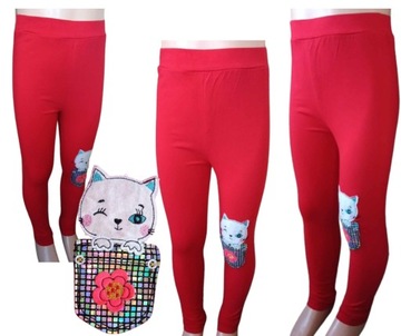 Legginsy getry cienkie DZIEWCZYNKI kotek 116-122