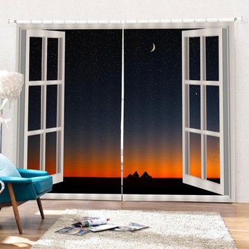 2 шт. Пейзажные занавески для окон и дверей с 3D-печатью 9 #