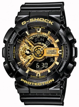 Czarny zegarek męski na pasku Casio G-Shock GA-110GB + GRAWER Czarno-złoty