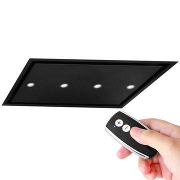 Okap sufitowy Planet Super Slim Black Matt 90 cm