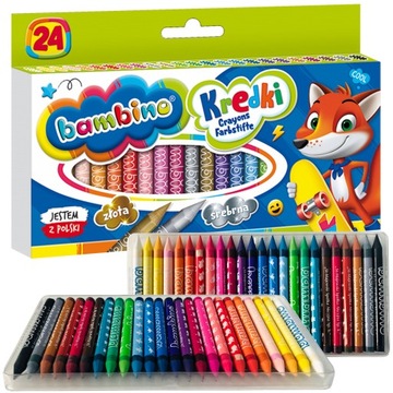 BAMBINO KREDKI ŚWIECOWE 24 KOLORY GLINKA KOALINOWA