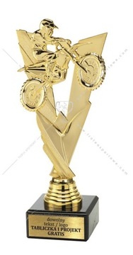 Piękna złota statuetka Motocross 20 cm + TABLICZKA