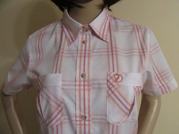 FJALLRAVEN koszula damska biała w różową kratkę logo S/M