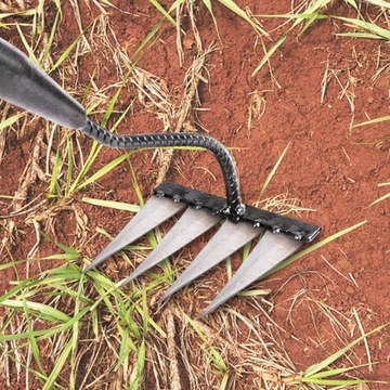 Садовые грабли Ручные садовые грабли из углеродистой стали с 4 зубьями для рыхления.