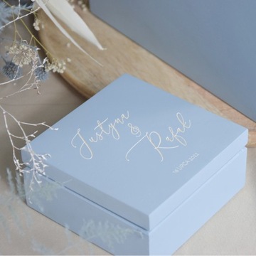 Большая Коробка для КОНВЕРТОВ + ОБРУЧАЛЬНЫХ КОЛЬЦОВ пыльно-синяя свадьба СВАДЬБА