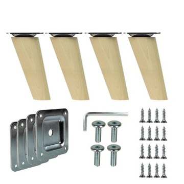NOGI NÓŻKI DREWNIANE SKOŚNE 10 CM SM100 + BLACHY