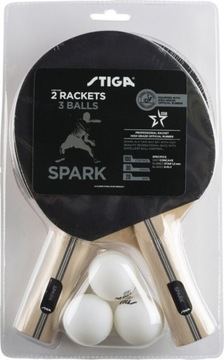 ZESTAW RAKIETEK DO PING PONGA STIGA SPARK 2 RAKIETKI 3 PIŁKI
