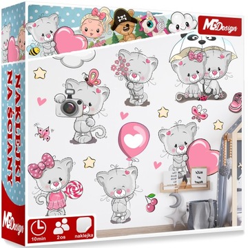 XL DUŻA Naklejka na ścianę KOTKI KOTY 61x57