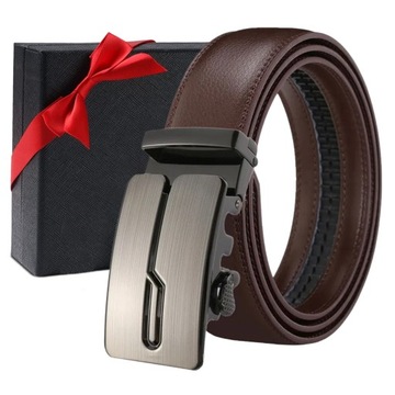 РЕМЕНЬ КОЖАНЫЙ МУЖСКОЙ ДЛЯ БРЮК, С АВТОМАТИЧЕСКОЙ ПРЯЖКОЙ