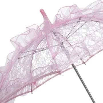 Ręcznie robiony koronkowy parasol ślubny Parasol dla nowożeńców różowy