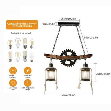 Подвесной светильник Dextrin 133 с 2 точками освещения E27.